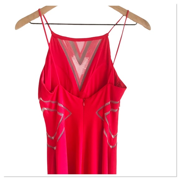 Aidan Mattox Gown Long Dress Cut Out Front Side Details Solid Red Size 4 - Picture 8 of 13